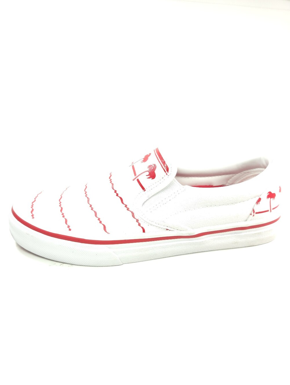 In‑N‑Out Burger Drink Cup White/Red Palm Tree Canvas Slip‑On Sneakers Sz 8.5